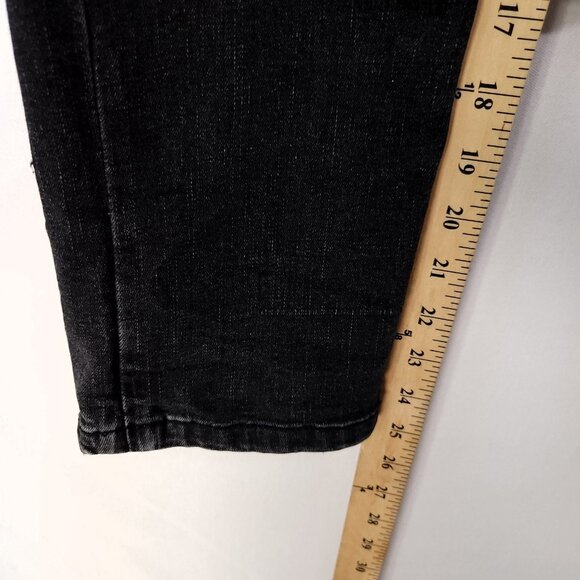7 For All Mankind The Straight Jeans Women’s 10 Low Rise Black Denim Whiskered - Picture 10 of 13